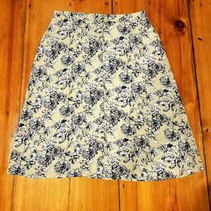 Tan and Black Floral Skirt with Buttons